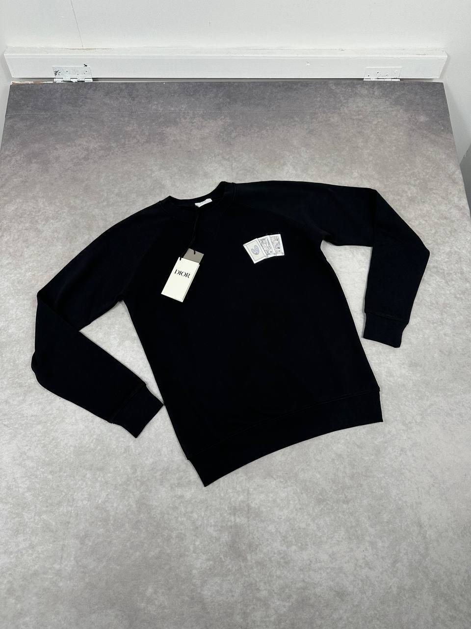 Christian Dior Logo Patch Round Neck Mens Jumpers in Black Color Best Sale UK Reps AAA Quality
