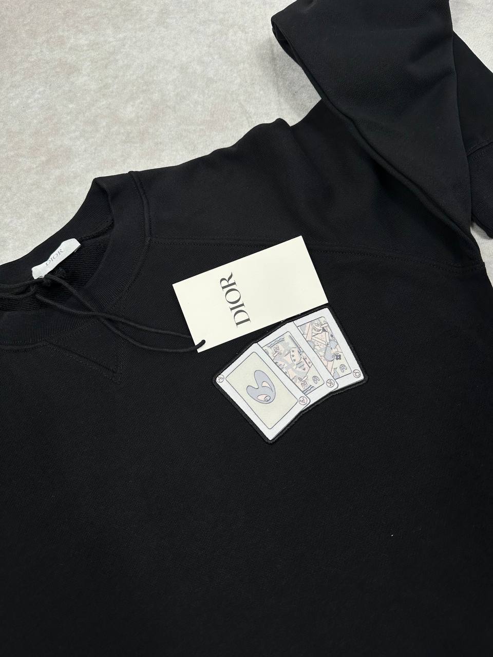 Christian Dior Logo Patch Round Neck Mens Jumpers in Black Color Best Sale UK Reps AAA Quality