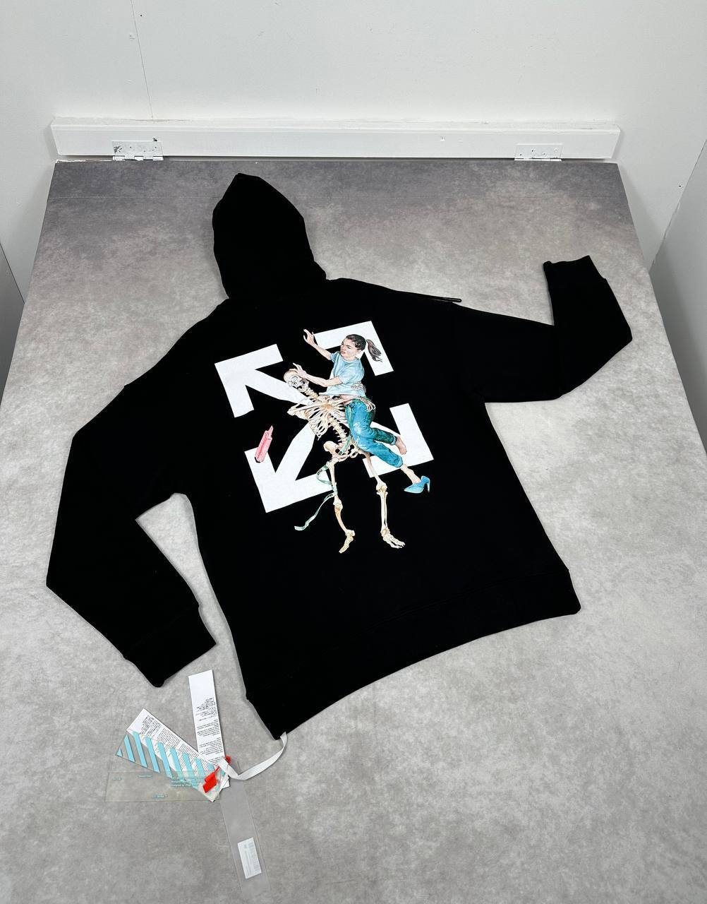 Off-White c/o Virgil Abloh Cotton Arrow Printing Hoodie Mens in Black Color Best Sale UK Reps AAA Quality