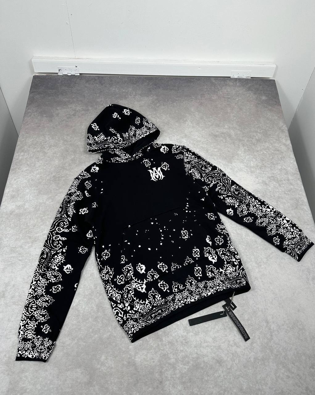 Amiri Bandana Pattern Hoodie Mens in Black Colors Best Sale UK Reps AAA Quality
