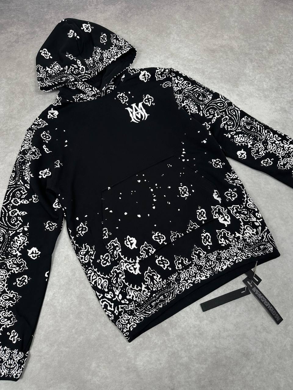 Amiri Bandana Pattern Hoodie Mens in Black Colors Best Sale UK Reps AAA Quality