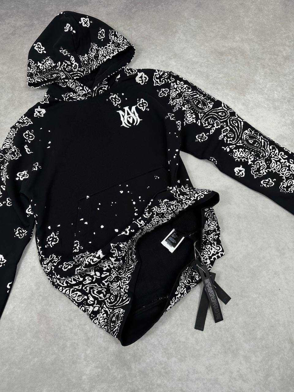 Amiri Bandana Pattern Hoodie Mens in Black Colors Best Sale UK Reps AAA Quality