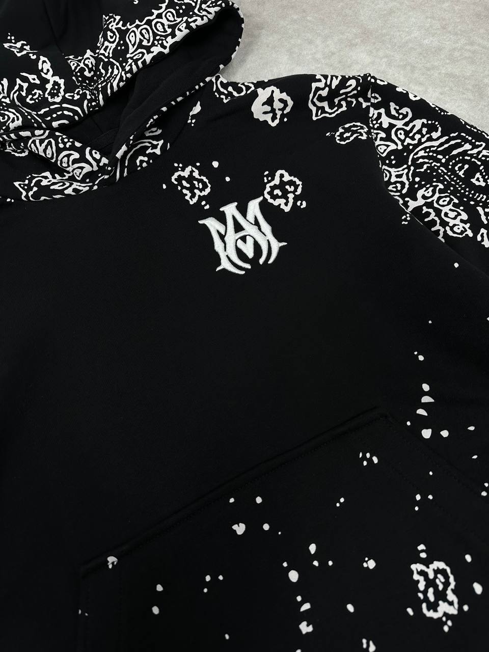Amiri Bandana Pattern Hoodie Mens in Black Colors Best Sale UK Reps AAA Quality