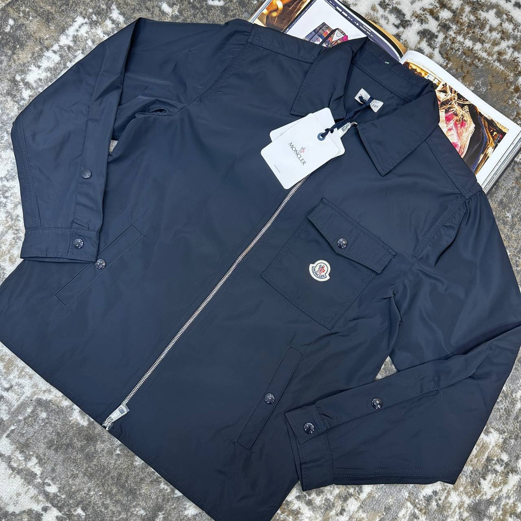Moncler Stretch-Cotton Collared Zip Up Jacket Mens in 2 Colors Best Sale UK Reps AAA Quality