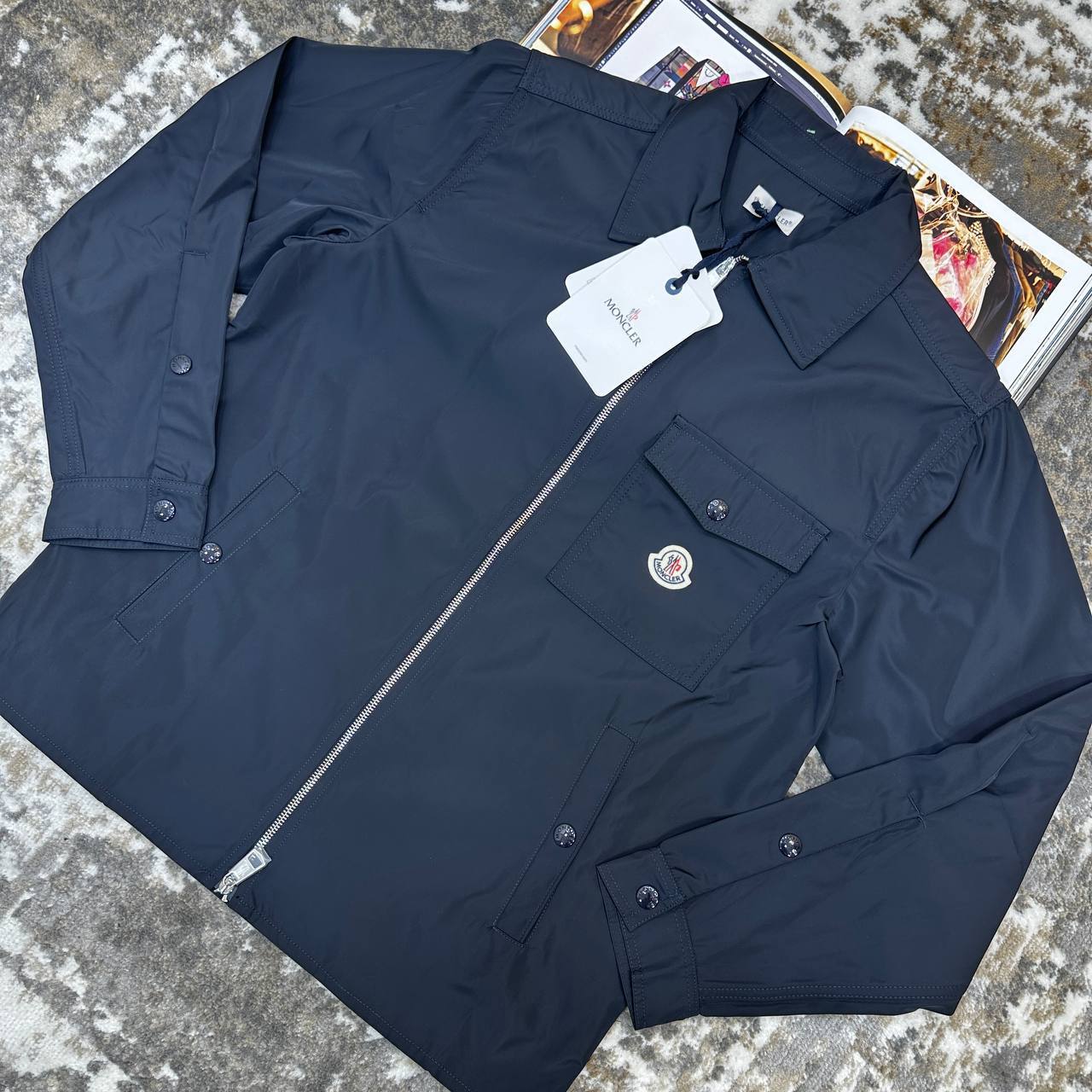 Moncler Stretch-Cotton Collared Zip Up Jacket Mens in 2 Colors Best Sale UK Reps AAA Quality