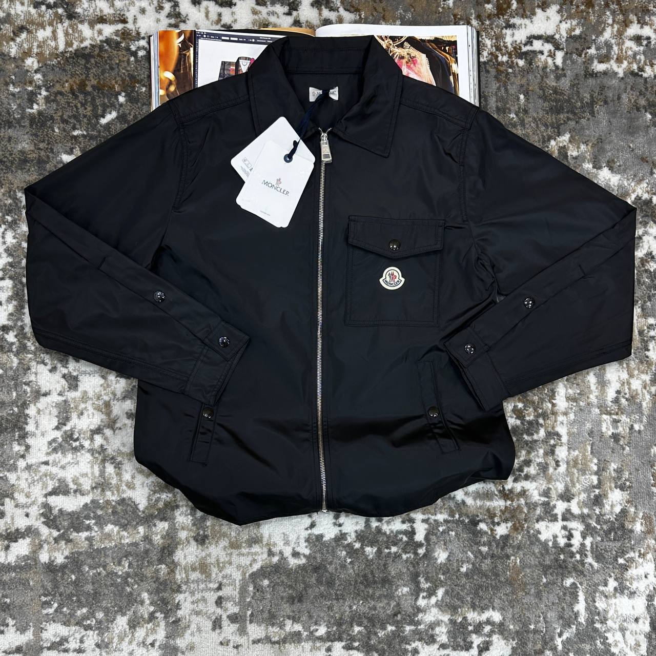 Moncler Stretch-Cotton Collared Zip Up Jacket Mens in 2 Colors Best Sale UK Reps AAA Quality