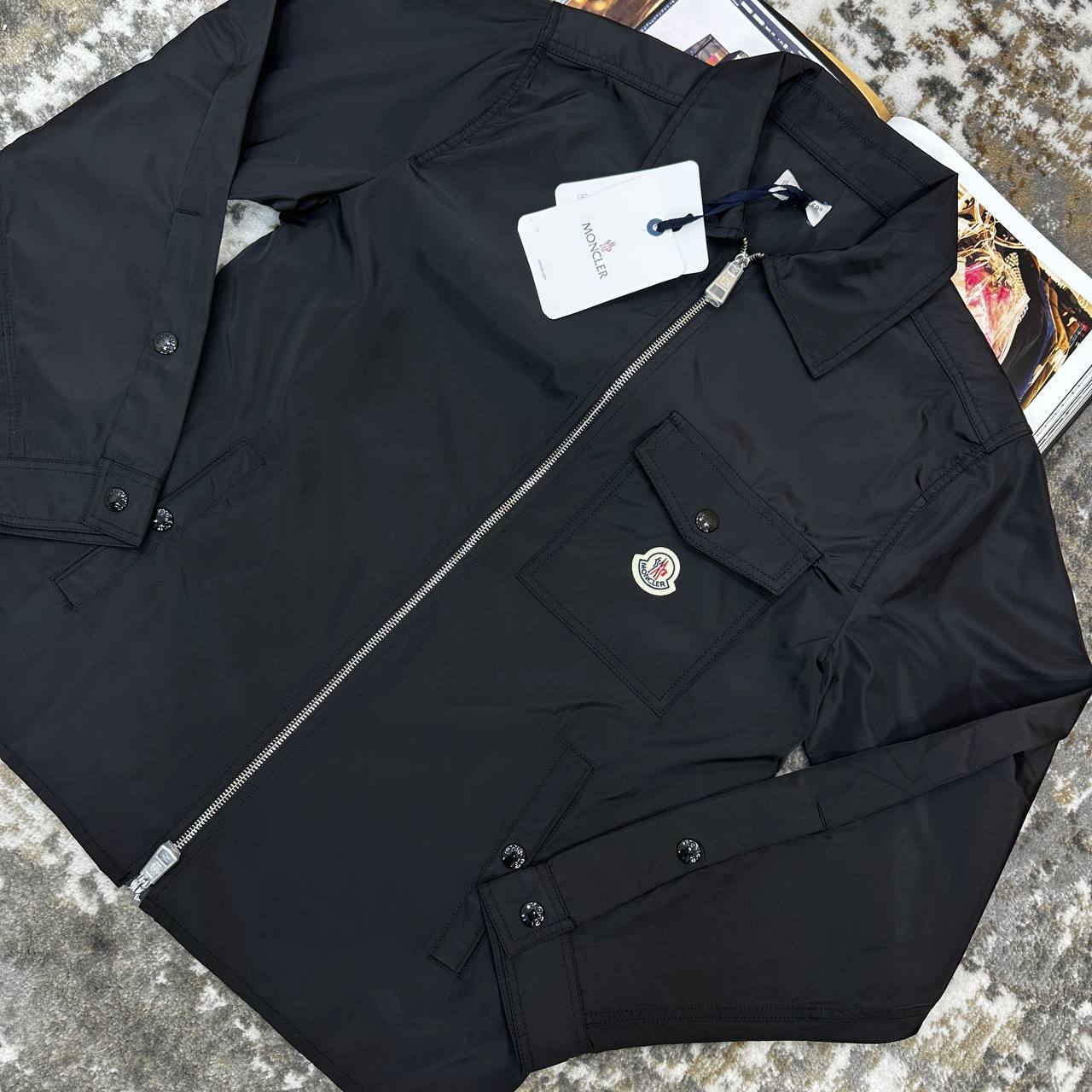 Moncler Stretch-Cotton Collared Zip Up Jacket Mens in 2 Colors Best Sale UK Reps AAA Quality
