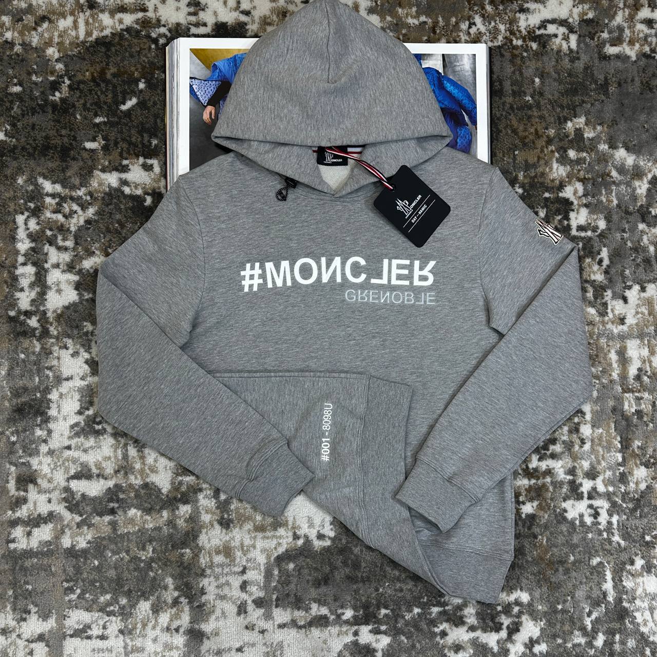 Moncler Black Mirrored Logo Cotton Hoodie Mens in Multiple Colors Best Sale UK Reps AAA Quality
