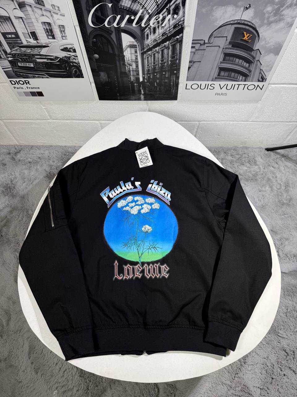 Loewe X Paula's Ibiza Bomber Jacket Mens in Black Color Best Sale UK Reps AAA Quality
