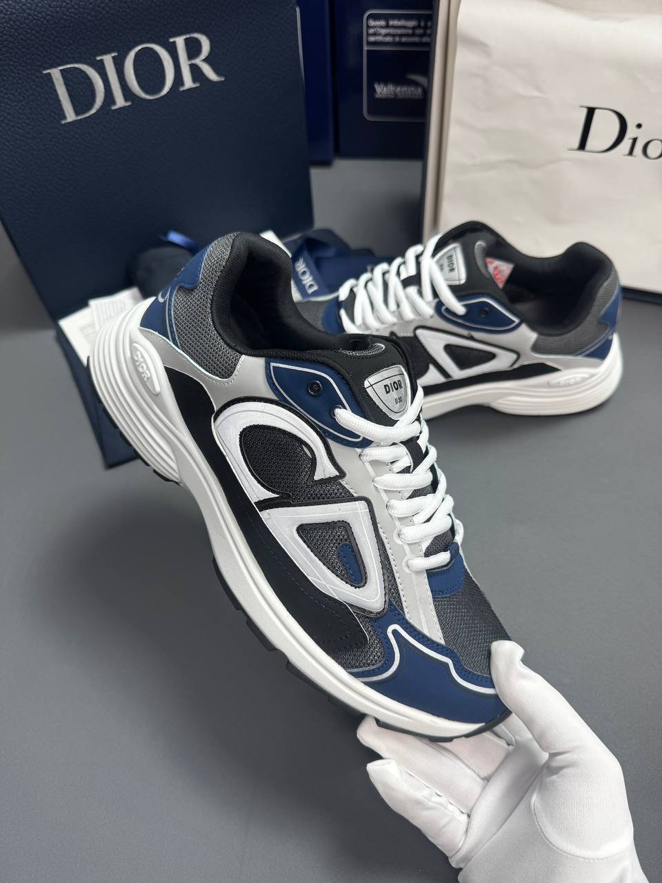 Christian Dior B30 Blue Grey Sneakers Mens Sports Shoes UK Replica AAA Quality