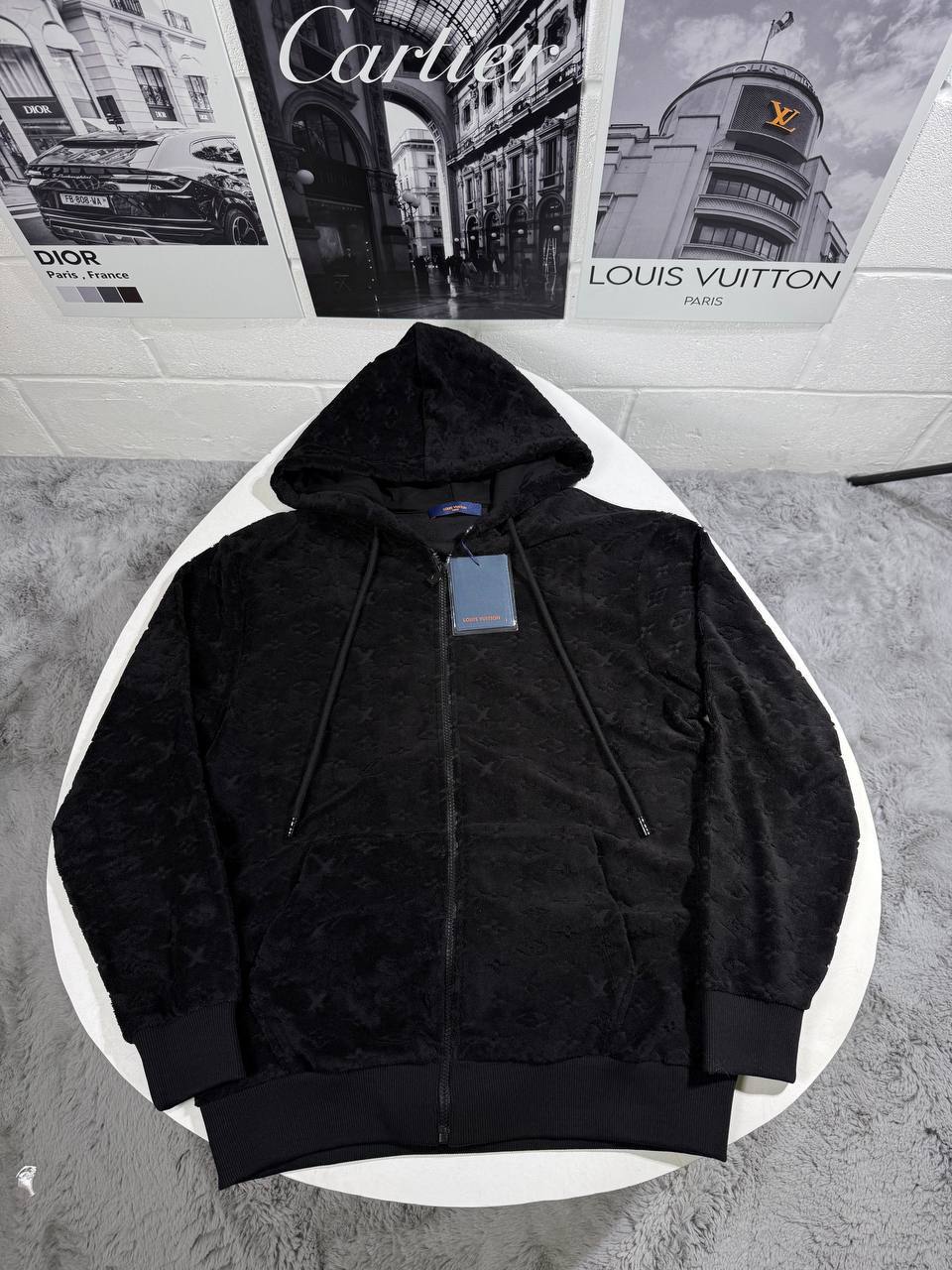 Louis Vuitton Monogram French Terry Zip-Through Hoodie Mens in 2 Colors Best Sale UK Reps AAA Quality