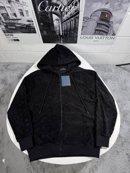 Louis Vuitton Monogram French Terry Zip-Through Hoodie Mens in 2 Colors Best Sale UK Reps AAA Quality