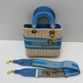 Christian Dior Natural Blue Beige Oblique Canvas 2 Way Handbag Womens Best Sale UK Reps AAA Quality