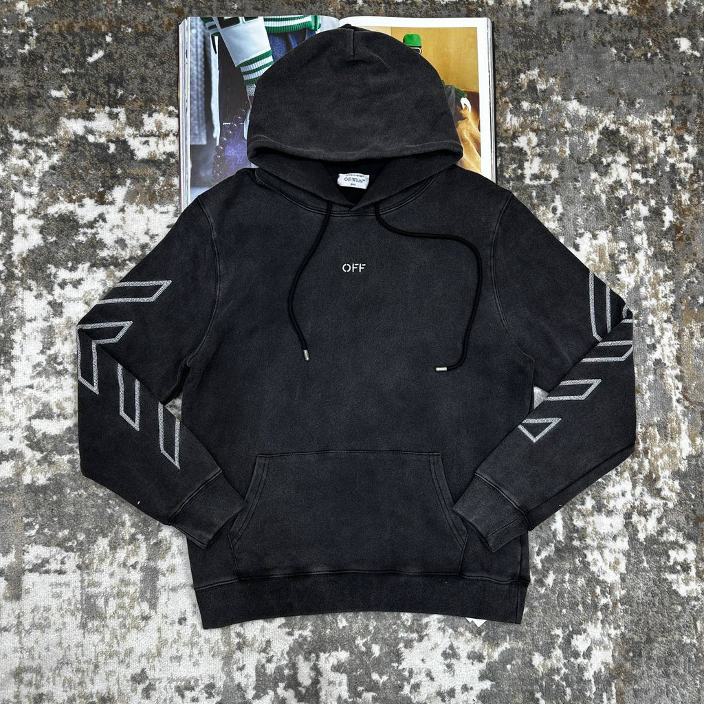 Off-White Scribble Diag-Print Cotton Hoodie Mens in Black Color Best Sale UK Reps AAA Quality