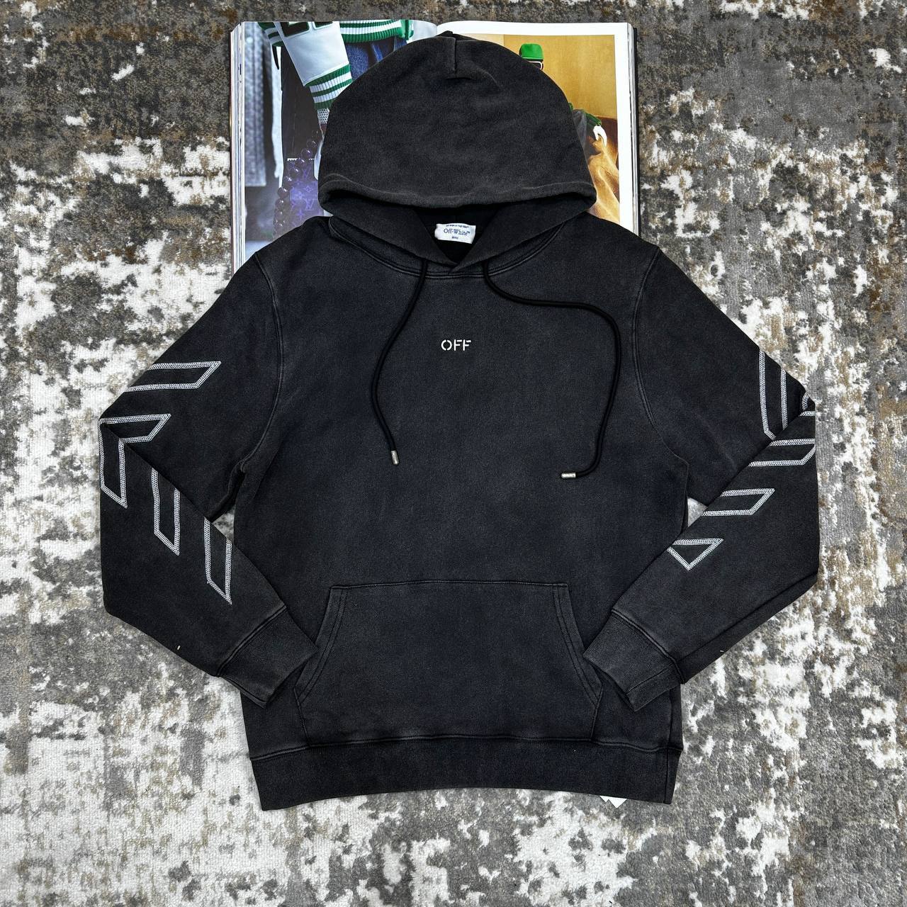 Off-White Scribble Diag-Print Cotton Hoodie Mens in Black Color Best Sale UK Reps AAA Quality