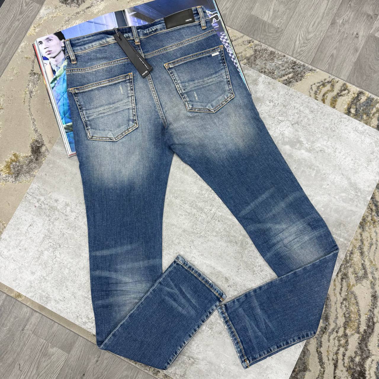 Amiri Streetwear High Stretch Ripped Blue Multiple Waist Sizes Mens Best Sale UK Reps AAA Quality