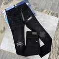 Amiri Distressed White Patch Denim Skinny Jeans Multiple Waist Sizes Mens in Black Color Best Sale UK Reps AAA Quality