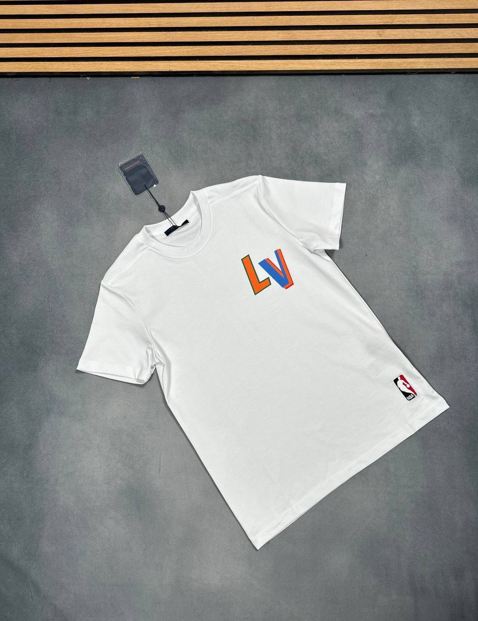 Louis Vuitton NBA White Spellout Logo Mens T-Shirts in 2 Color UK Reps AAA Quality