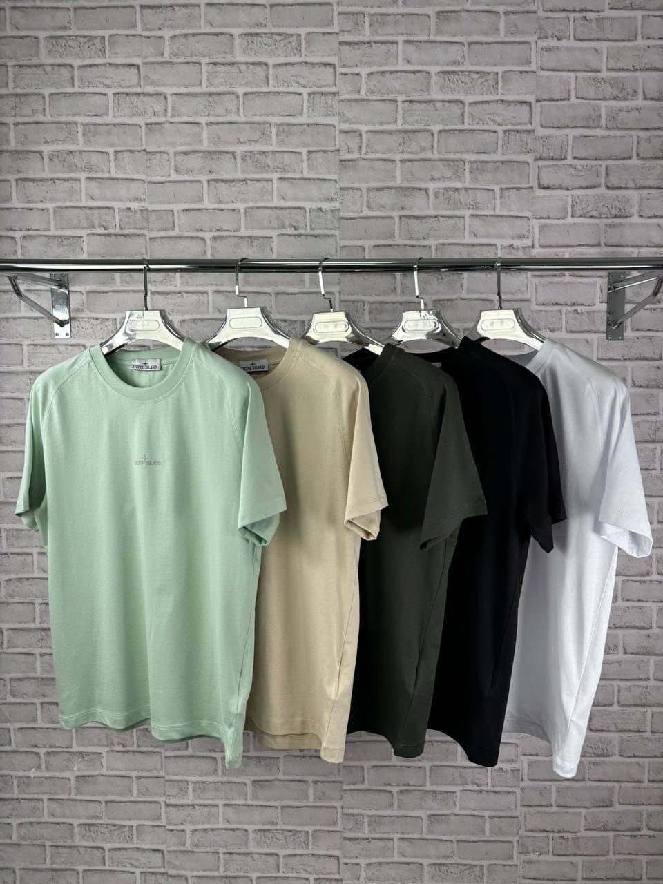 Stone Island Logo-Embroidered Cotton Tees Round Neck Mens in Multiple Colors UK Reps AAA Quality