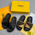 Fendi Diagonal Logo High Quality Canvas Men's Sliders UK Reps AAA Quality