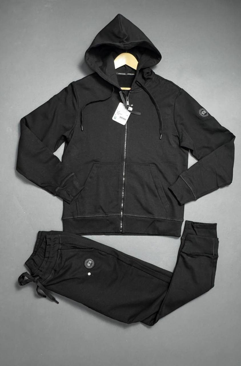 Canada Goose Sleek Black Full-Zip Hooded Tracksuit Mens UK Replica AAA Quality
