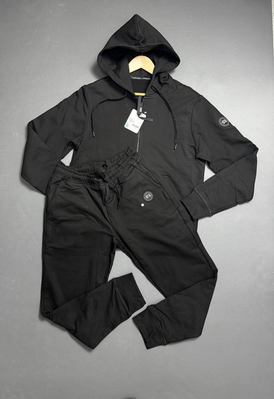 Canada Goose Sleek Black Full-Zip Hooded Tracksuit Mens UK Replica AAA Quality
