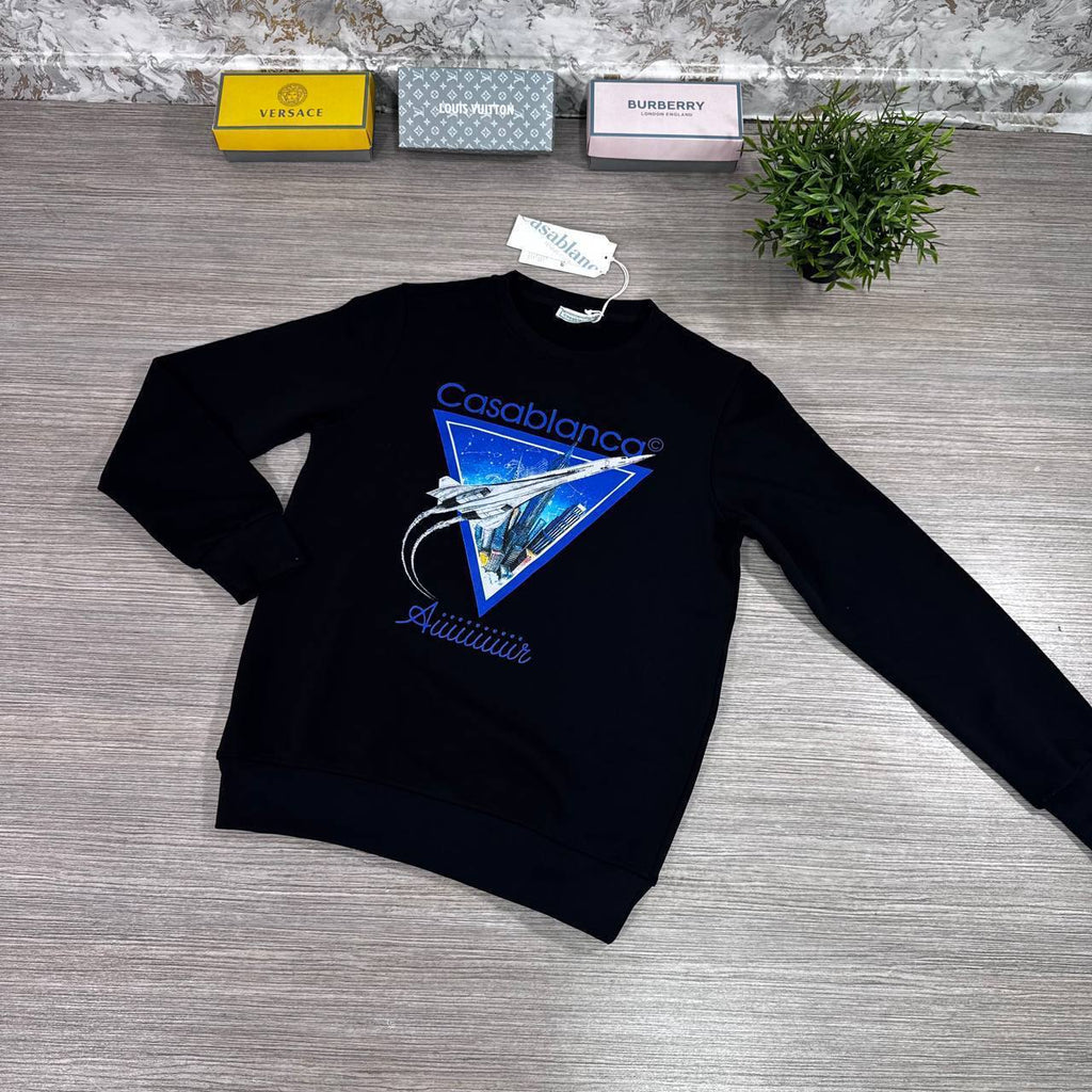 Casablanca Aiiiiir Printed Jumpers Mens in Black Color Mens UK Reps AAA Quality