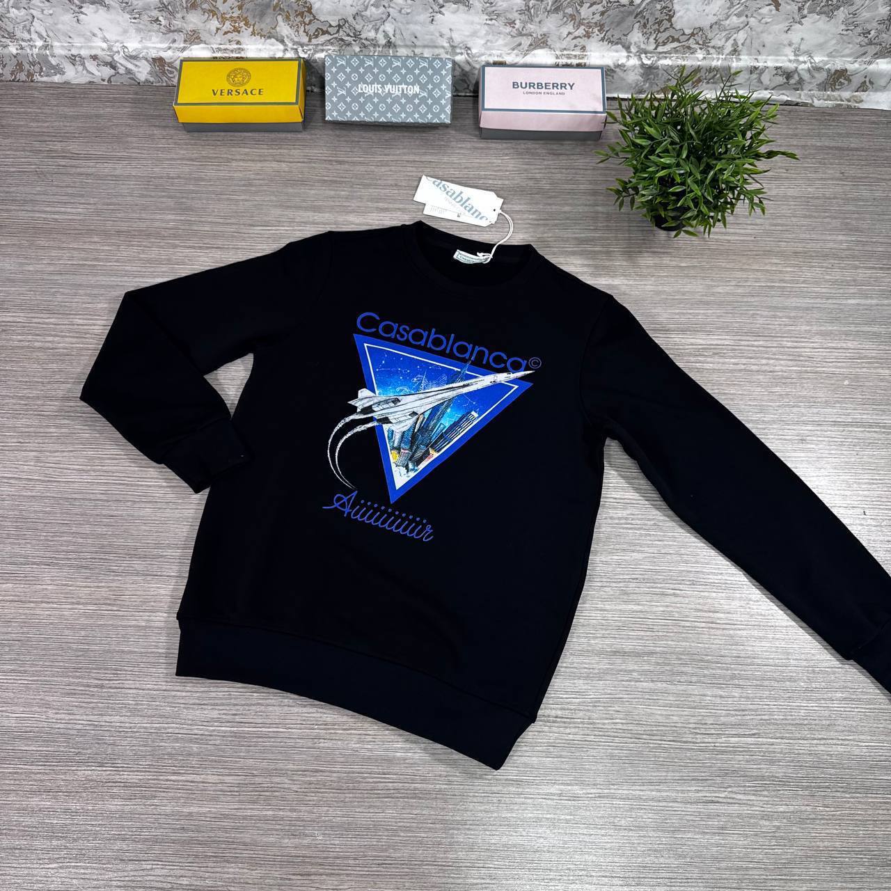 Casablanca Aiiiiir Printed Jumpers Mens in Black Color Mens UK Reps AAA Quality