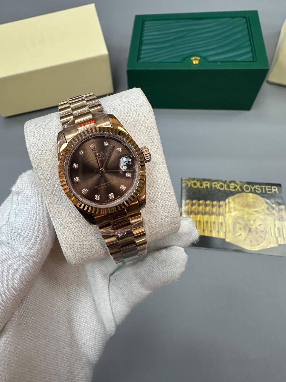 Rolex Lady-Datejust Watch Brown Dial Rose Gold Jubilee Band Womens UK Reps AAA Quality