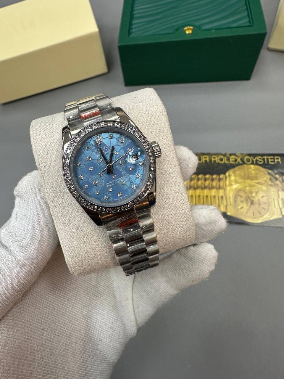 Rolex Lady-Datejust Watch Diamond Blue Dial Silver Jubilee Band Womens UK Reps AAA Quality
