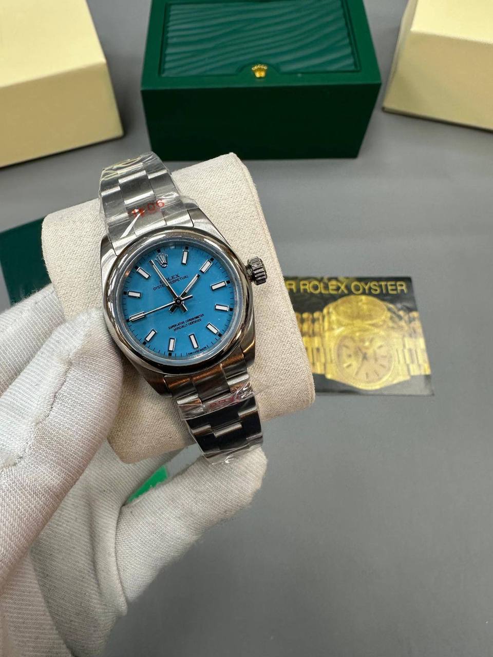 Rolex Lady Oyster Perpetual Blue Dial Silver Band Watch Womens UK Reps AAA Quality