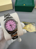 Rolex Lady Oyster Perpetual Pink Dial Silver Band Watch Womens UK Reps AAA Quality