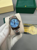 Rolex Lady Datejust Perpetual Blue Diamond Dial Silver Band Watch Womens UK Reps AAA Quality