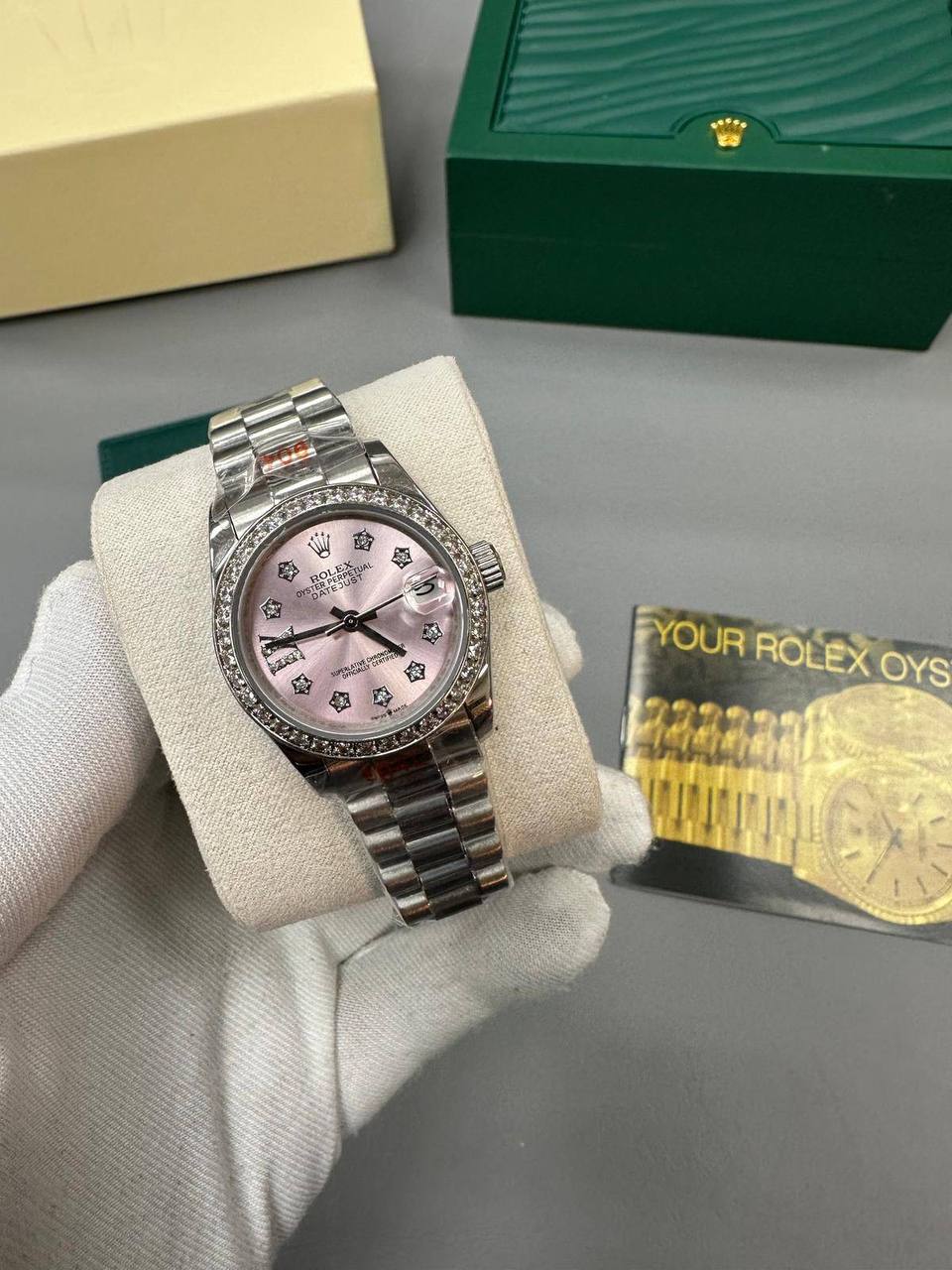 Rolex Lady Datejust Pink Dial Silver Band Watch Womens UK Reps AAA Quality