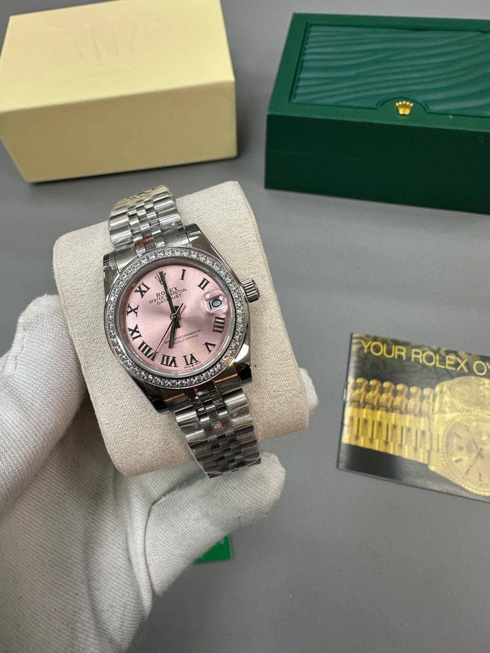 Rolex Lady Datejust Pink Roman Dial Silver Band Watch Womens UK Reps AAA Quality