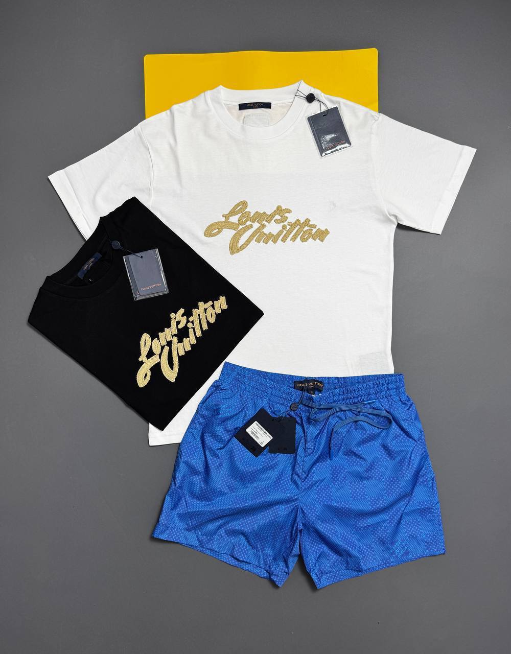Louis Vuitton Embroidered Signature Ready to Wear T-Shirts & Shorts Sets Mens in Multiple Colors UK Reps Best Sale