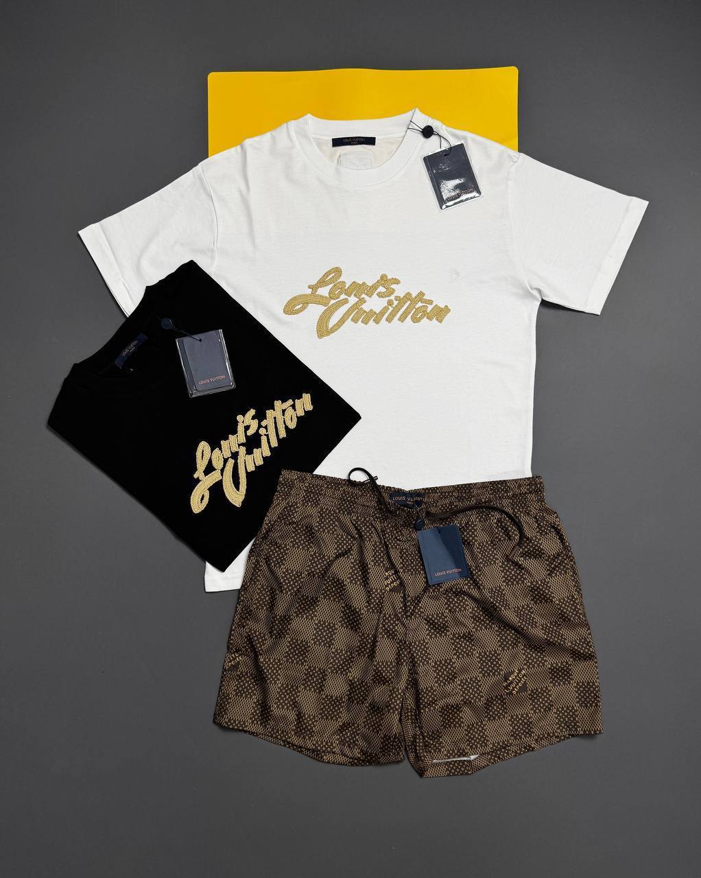 Louis Vuitton Embroidered Signature Ready to Wear T-Shirts & Shorts Sets Mens in Multiple Colors UK Reps Best Sale