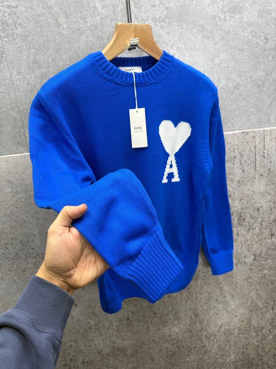 Ami Paris Wool Ami De Coeur Crewneck Jumpers Mens in Multiple Colors Best Sale UK Reps AAA Quality