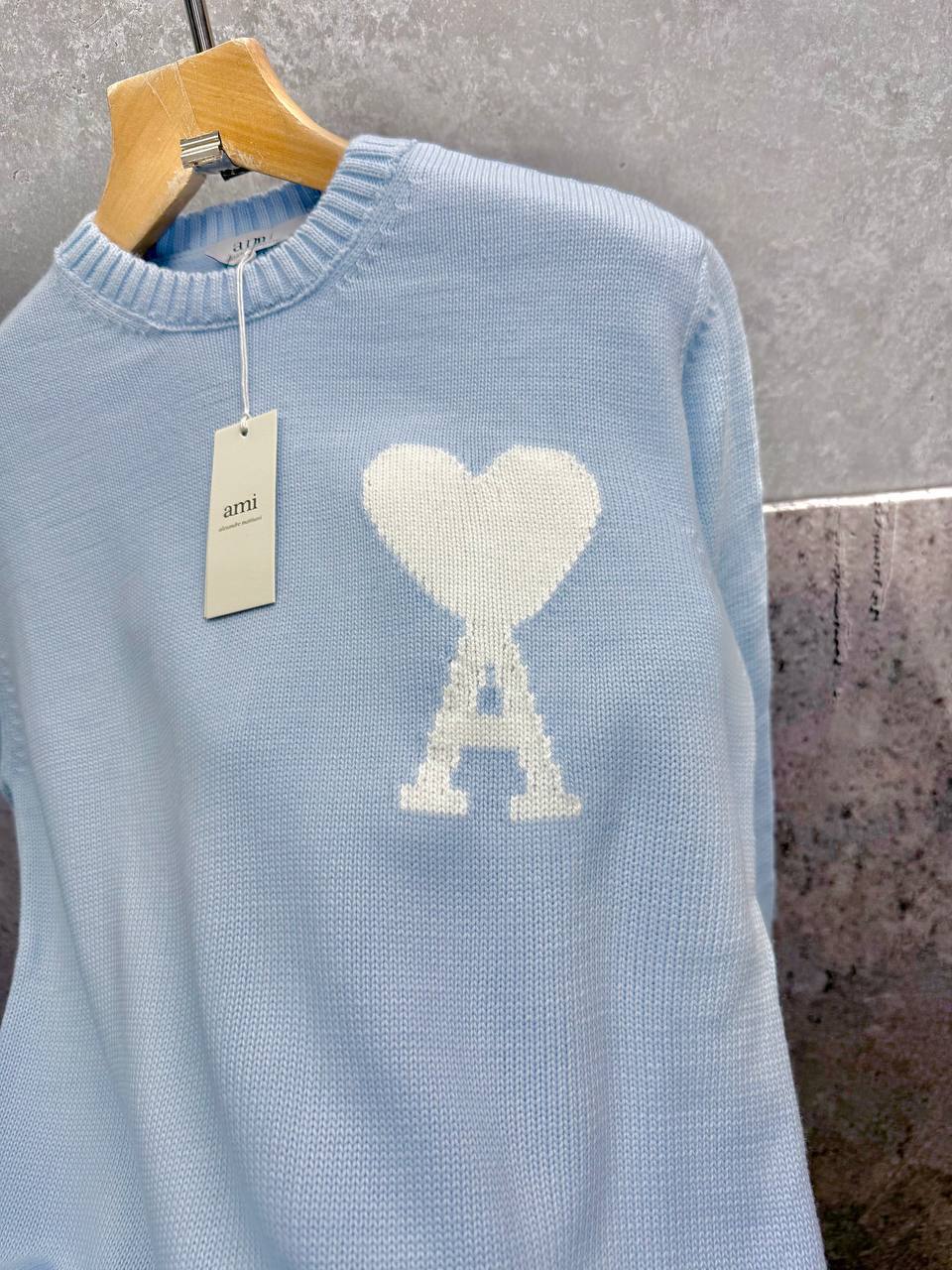 Ami Paris Wool Ami De Coeur Crewneck Jumpers Mens in Multiple Colors Best Sale UK Reps AAA Quality