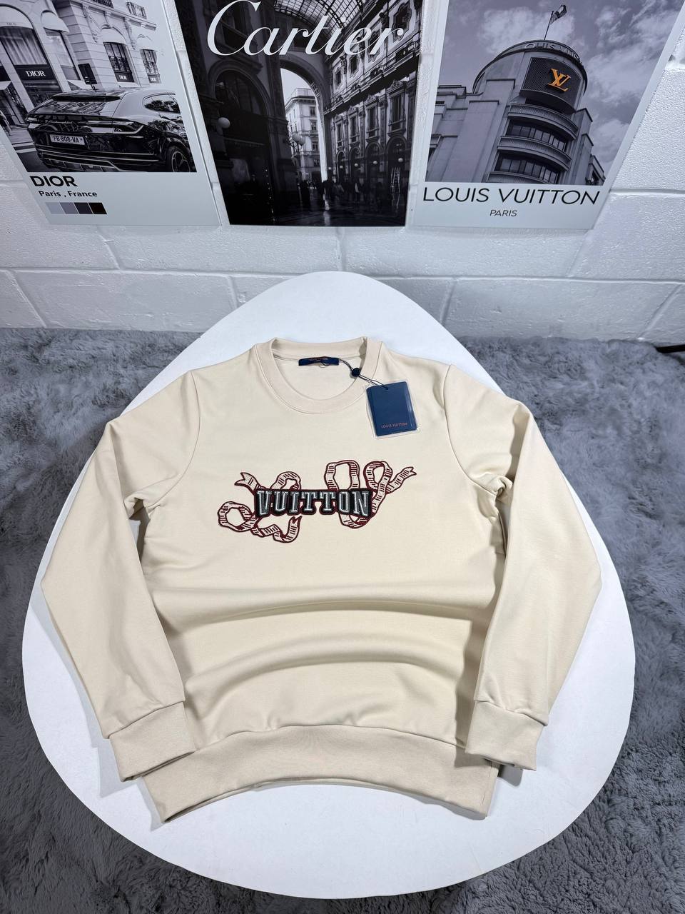 Louis Vuitton Embroidered Cotton Crewneck Jumpers Mens in Multiple Colors Best Sale UK Reps AAA Quality