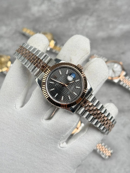 Rolex Datejust Rose Gold & Steel Jubilee Fluted Grey Dial Mens Watch Best Sale UK Reps AAA Quality