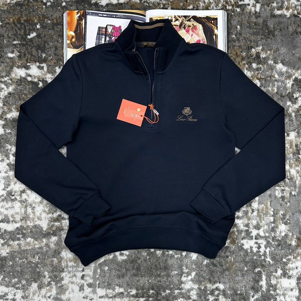 Loro Piana Small Logo Quarter Zip Jumpers in 2 Colors Mens Best Sale UK Reps AAA Quality