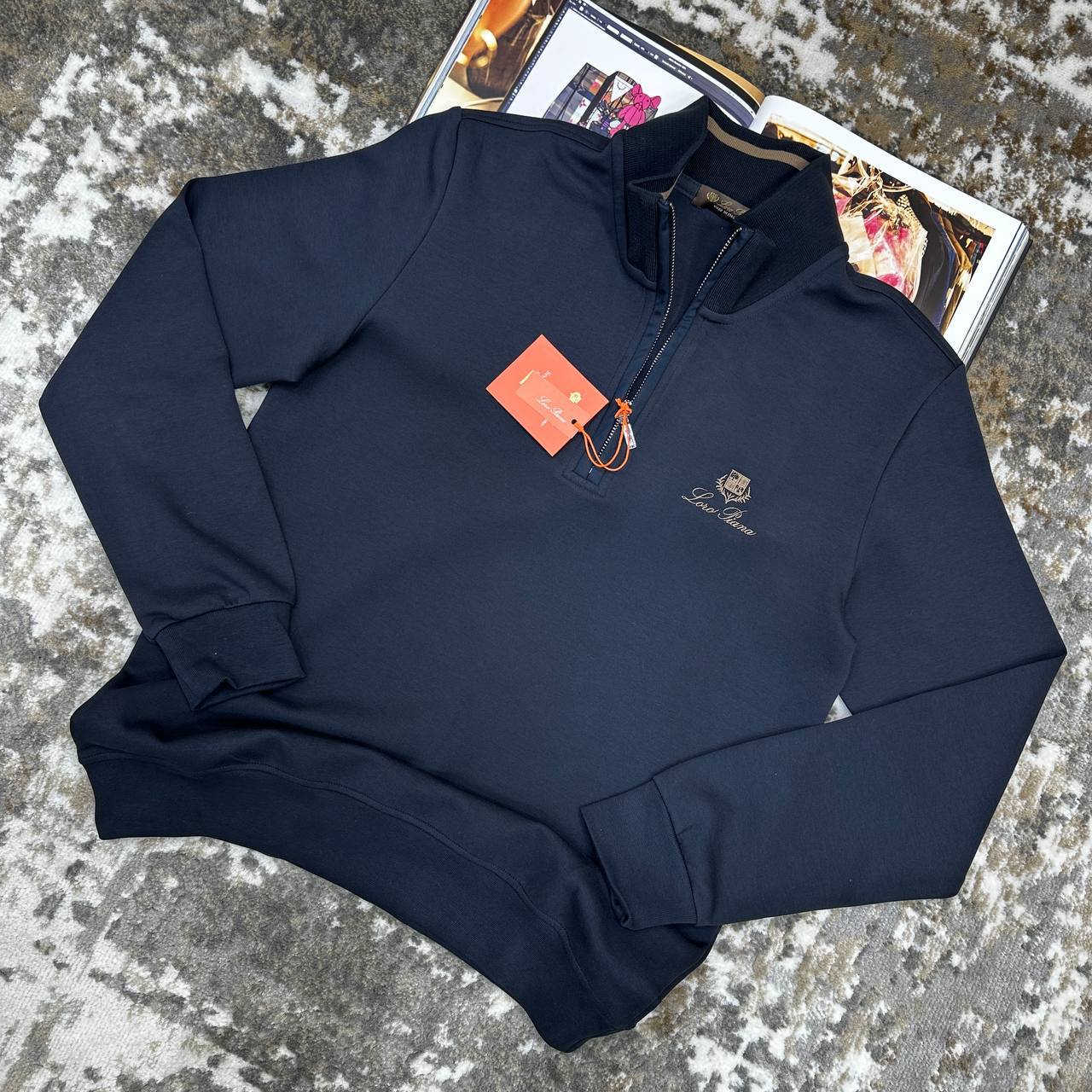 Loro Piana Small Logo Quarter Zip Jumpers in 2 Colors Mens Best Sale UK Reps AAA Quality