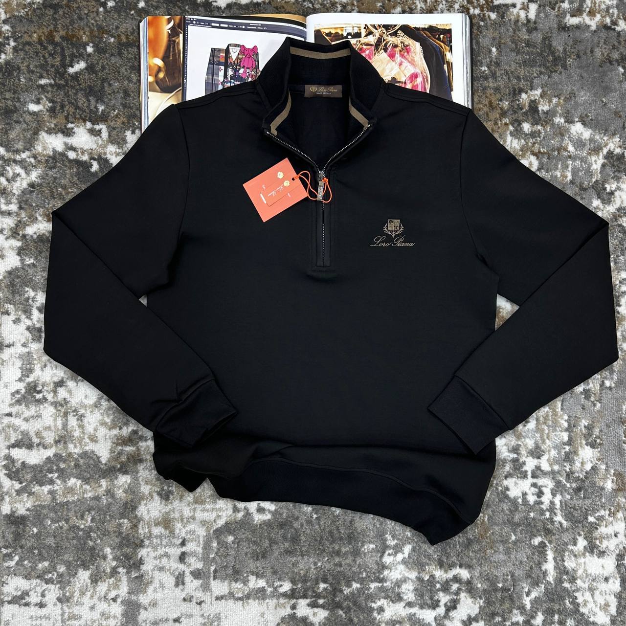 Loro Piana Small Logo Quarter Zip Jumpers in 2 Colors Mens Best Sale UK Reps AAA Quality