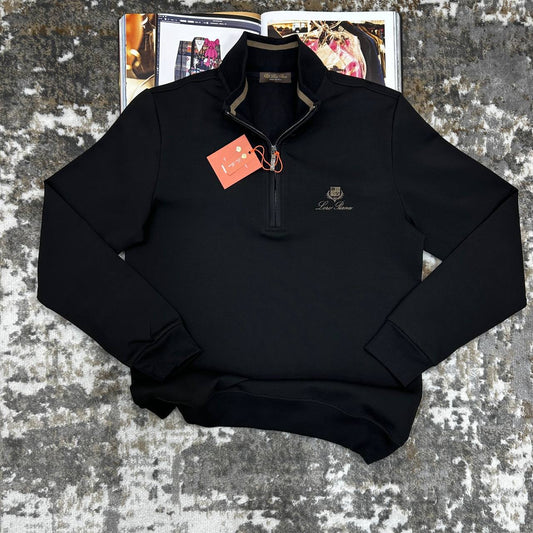 Loro Piana Small Logo Quarter Zip Jumpers in 2 Colors Mens Best Sale UK Reps AAA Quality