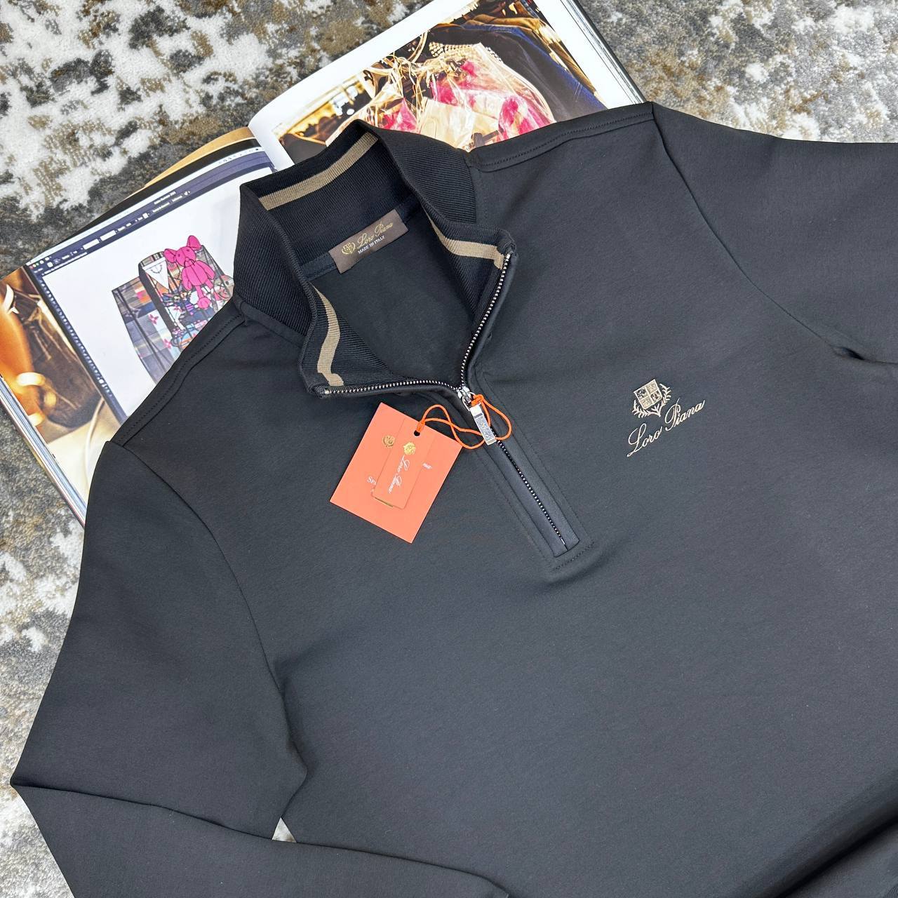 Loro Piana Small Logo Quarter Zip Jumpers in 2 Colors Mens Best Sale UK Reps AAA Quality