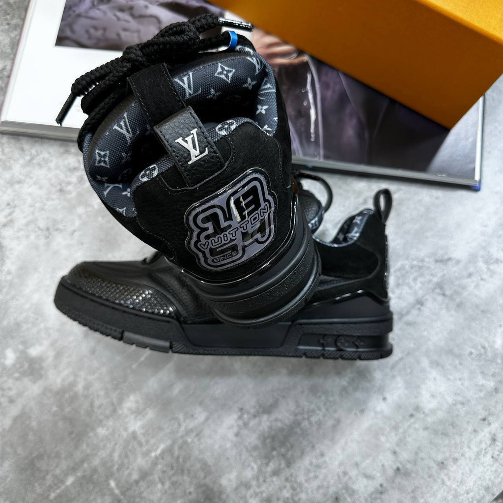 Louis Vuitton LV Low Top Skate Sneakers Tripple Black Mens Best Sale UK Reps AAA Quality