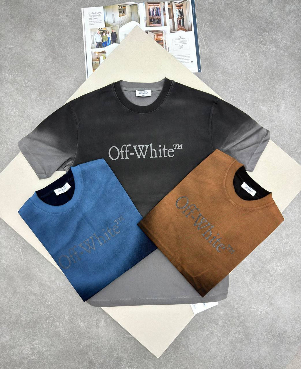 Off-White Ombre-Effect T-Shirts Mens in Multiple Colors Short Sleeves UK Reps AAA Quality