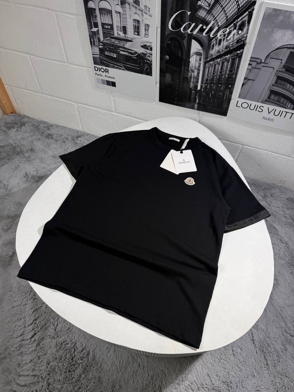 Moncler Men's Printed Logo Black Stripe T-Shirts in 2 Colors UK Reps AAA Quality