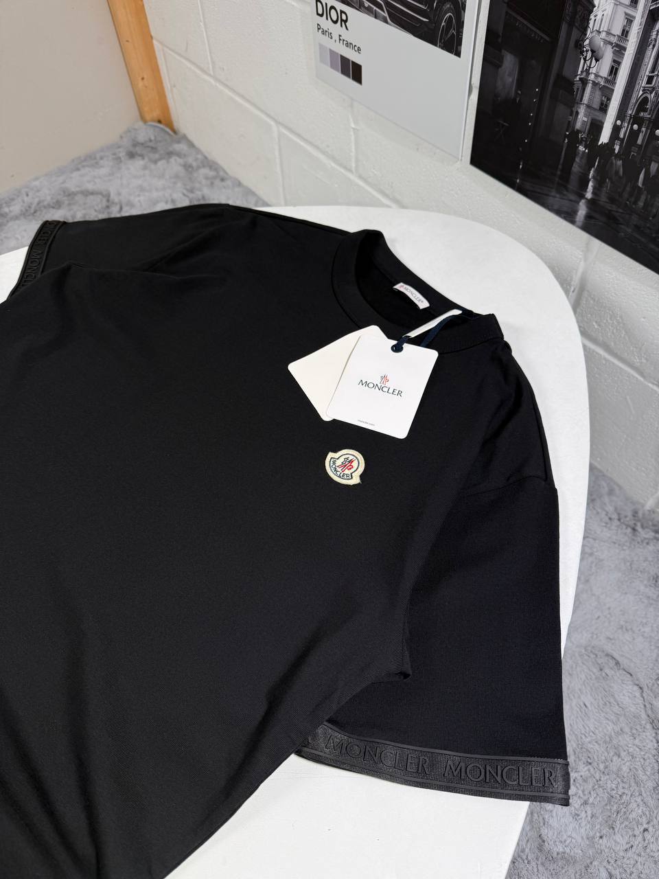 Moncler Men's Printed Logo Black Stripe T-Shirts in 2 Colors UK Reps AAA Quality
